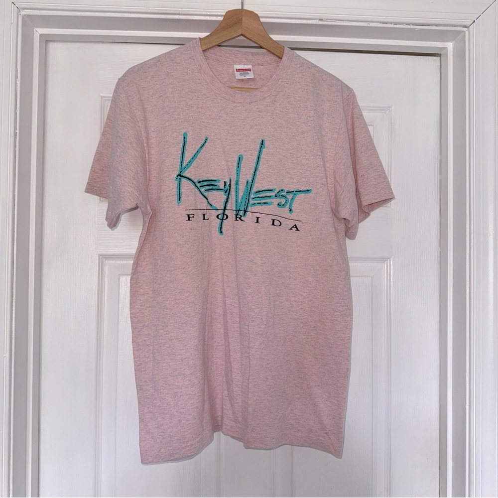 Vtg Supreme Key West Florida Tourist Series Pink Heather T-Shirt M Miami Vice